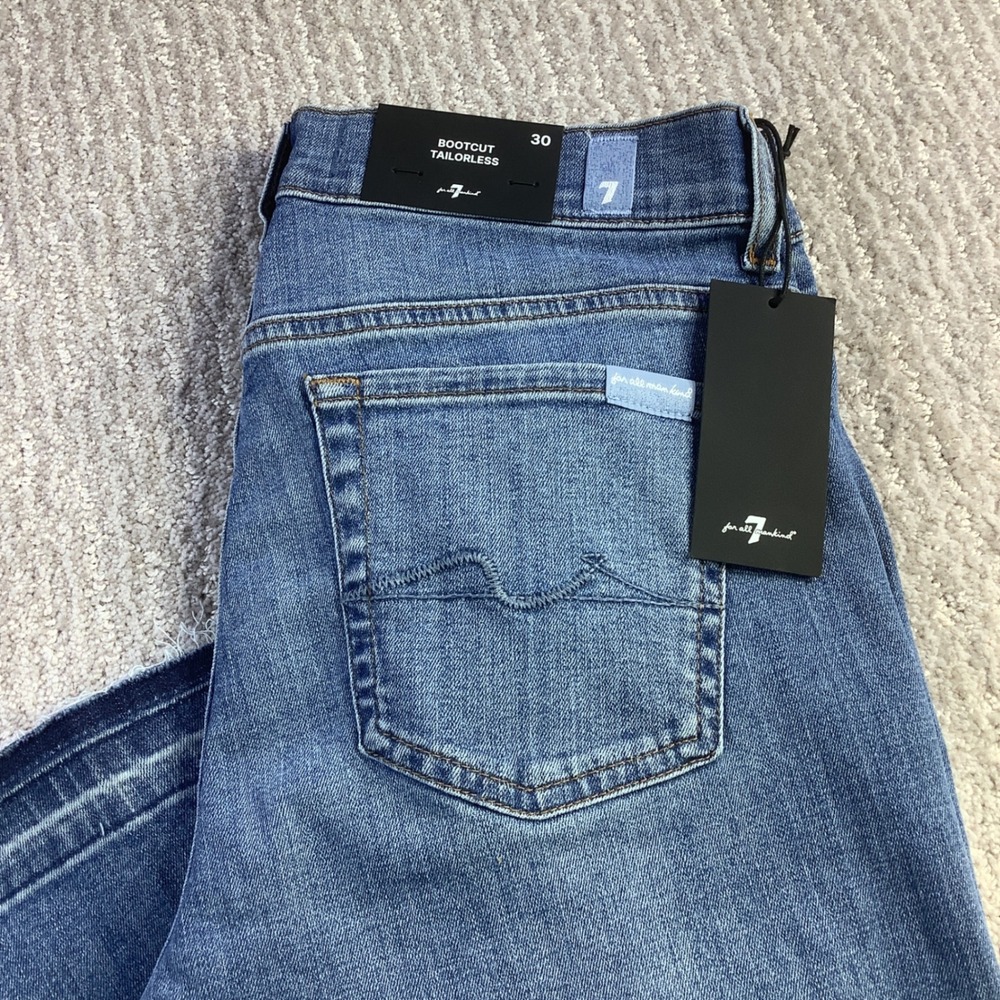 7 For All Mankind Bootcut Tailorless Jeans Athens Blue Released Hem Size 30 NWT
